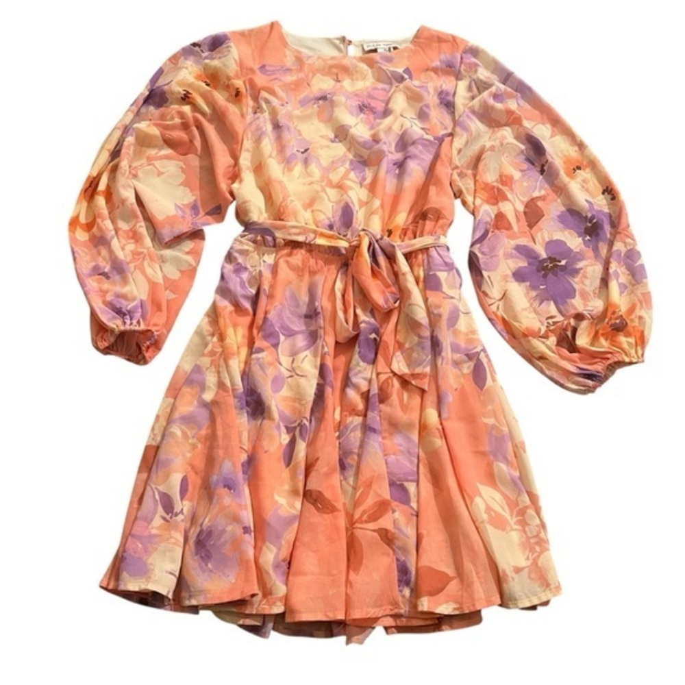 NWOT Flying Tomato- Women’s Spring Orange Floral Puff Sleeve Dress Size M